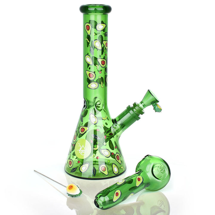 Pulsar Fruit Series Avocado Gold Herb Pipe Glow Duo - 10" / 14mm F - Headshop.com