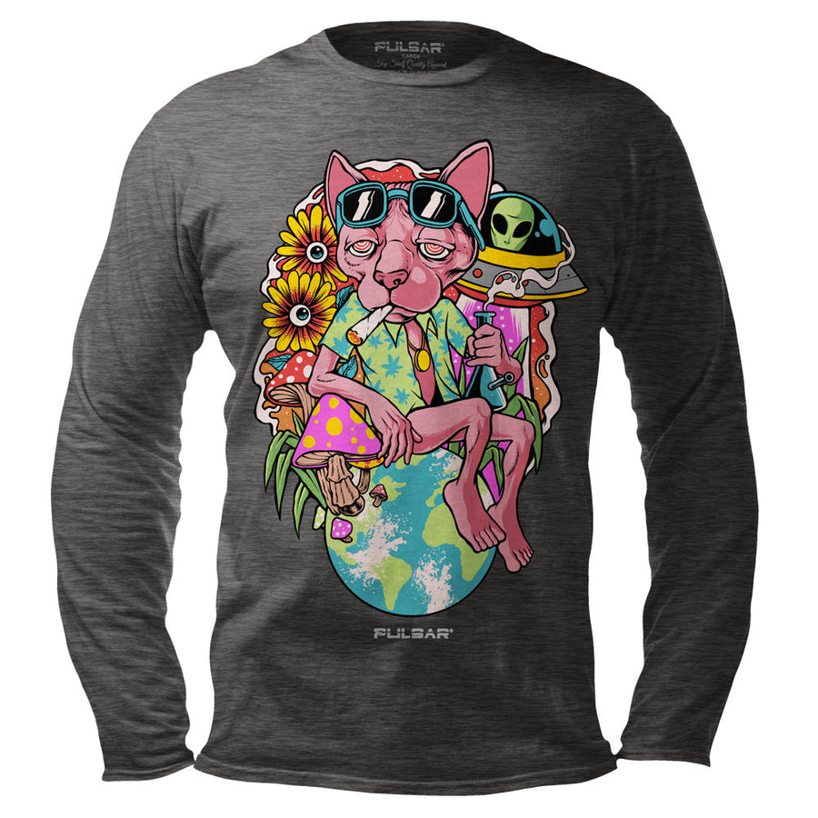 Pulsar Chill Cat Long Sleeve Shirt - Gray - Headshop.com