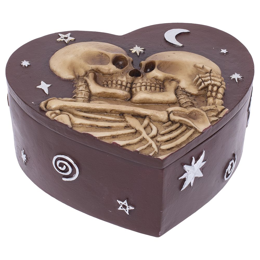Fujima Skeleton Love Heart-Shaped Polyresin Stash Box - 5.3"x4.7" - Headshop.com
