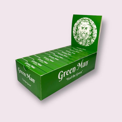 Green Man King Size Green Rice Papers with Pre-Rolled Tips Box - Headshop.com
