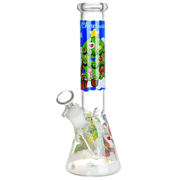 Santa Claus Themed Glass Water Pipe - 10" / 14mm F / Designs Vary - Headshop.com