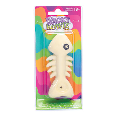 Wacky Bowlz Fish Skeleton Ceramic Hand Pipe - 4" - Headshop.com