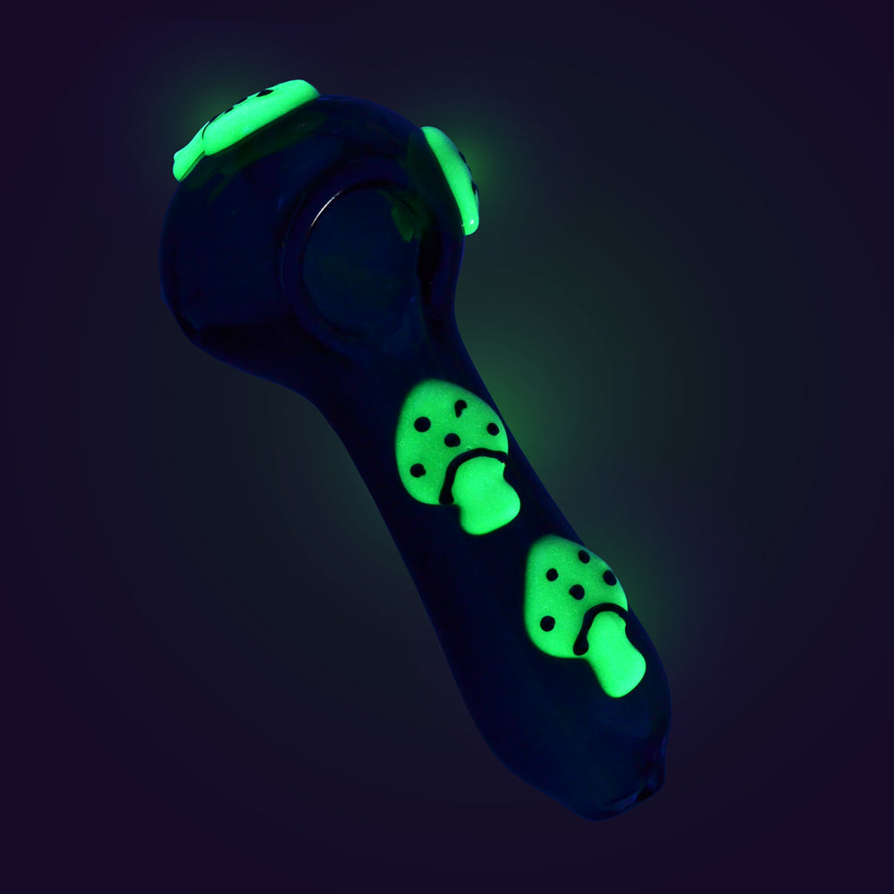 Glow in the Dark Mushroom Spoon Pipe - 4" / Colors Vary - Headshop.com