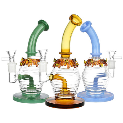 Beez Kneez Honeypot Glass Water Pipe - 8.25" / 14mm F / Colors Vary - Headshop.com