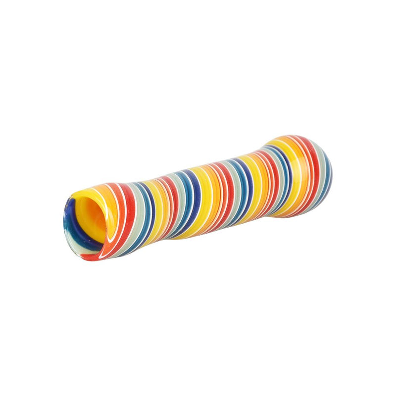 Rainbow Spirals Glass Chillum - 3.5"