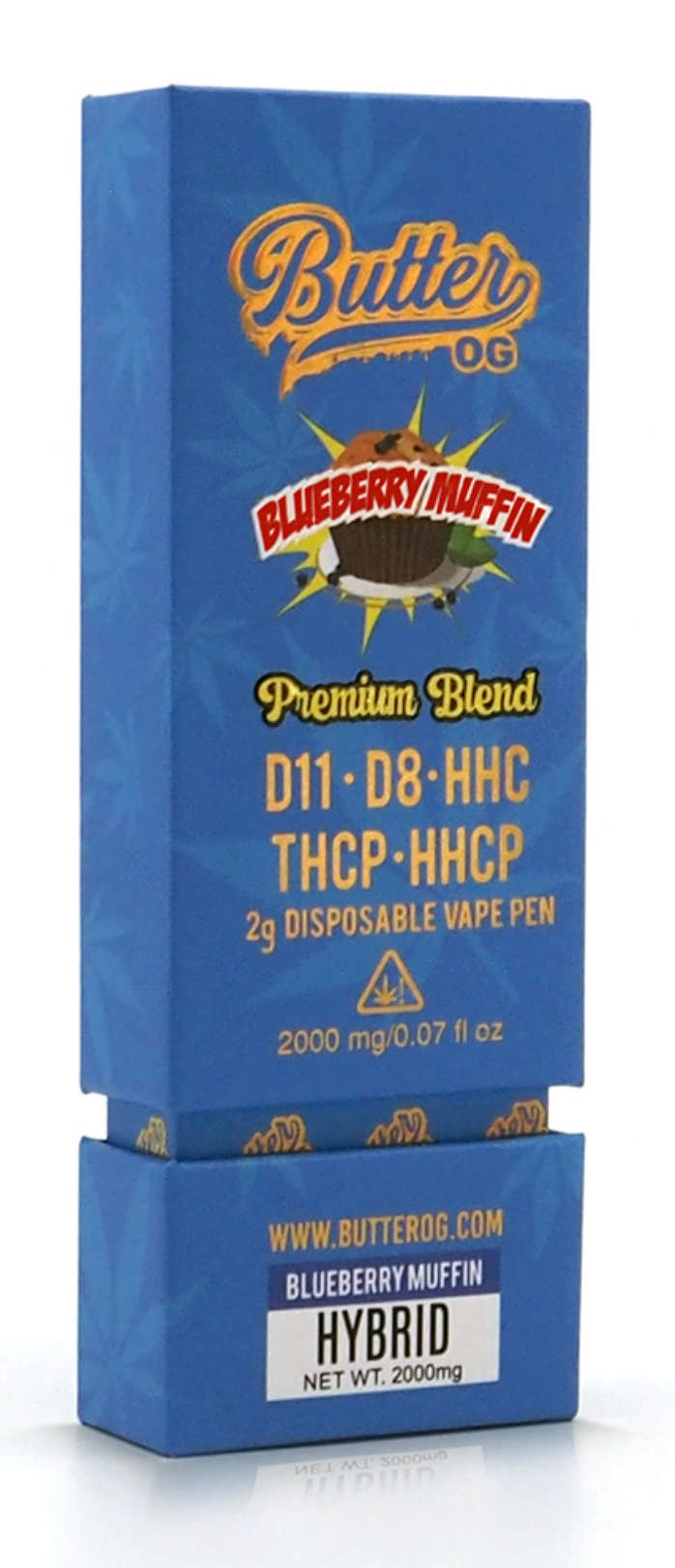 Butter OG Premium Blend D11, D8, HHC, THCP, HHCP 2g Disposable Vape - Blueberry Muffin (Hybrid) - Headshop.com
