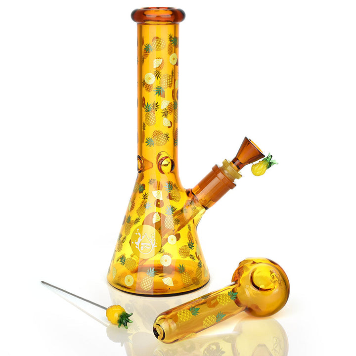 Pulsar Fruit Series Pineapple Express Herb Pipe Glow Duo - 10" / 14mm F - Headshop.com