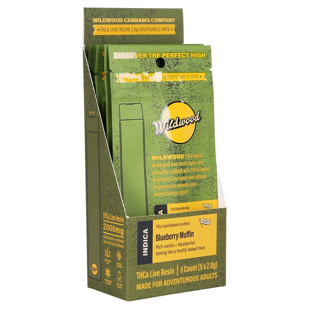 Wildwood Dispensary Grade Live Resin THCA Disposable | 2g | 5ct Displa Headshop.com Wildwood Dispensary Grade Live Resin THCA Disposable | 2g | 5ct Displa Headshop.com