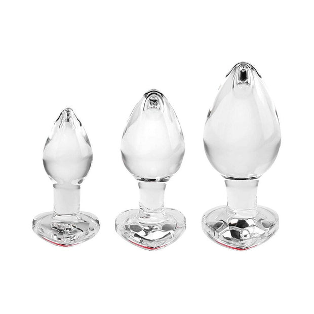 Adam & Eve Red Heart Gem Glass Plug Set - Headshop.com