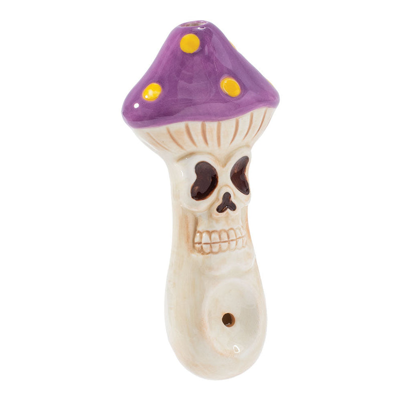 Wacky Bowlz Skull Mushroom Ceramic Pipe - 4" - Headshop.com