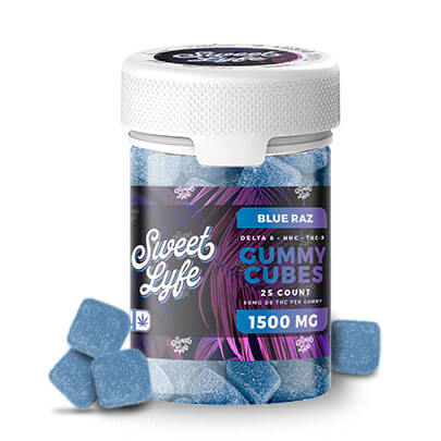 Vegan Gummies 1500MG D8+HHC+THCP - Bag - Blue Raz - Headshop.com