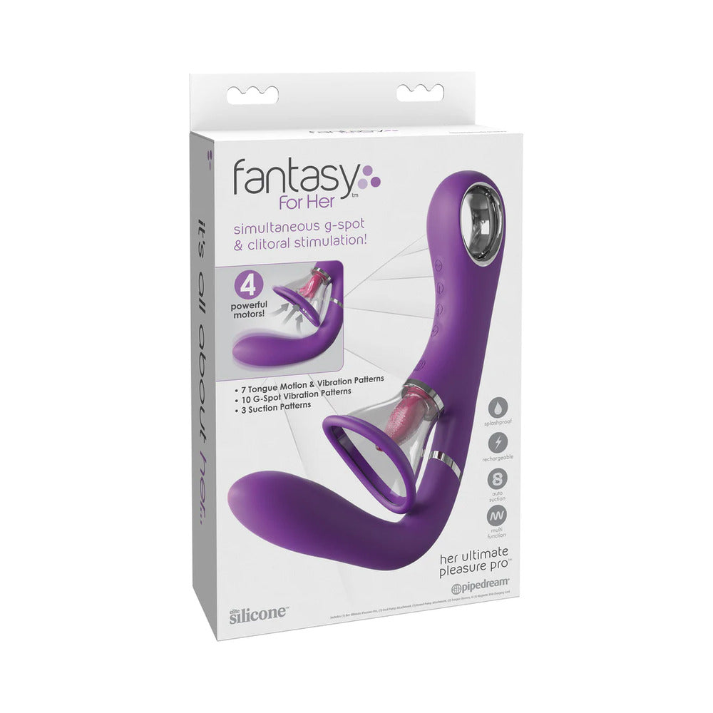 Fantasy For Her Her Ultimate Pleasure Pro Rechargeable Silicone Flicking Suction Dual Stimulator - Headshop.com