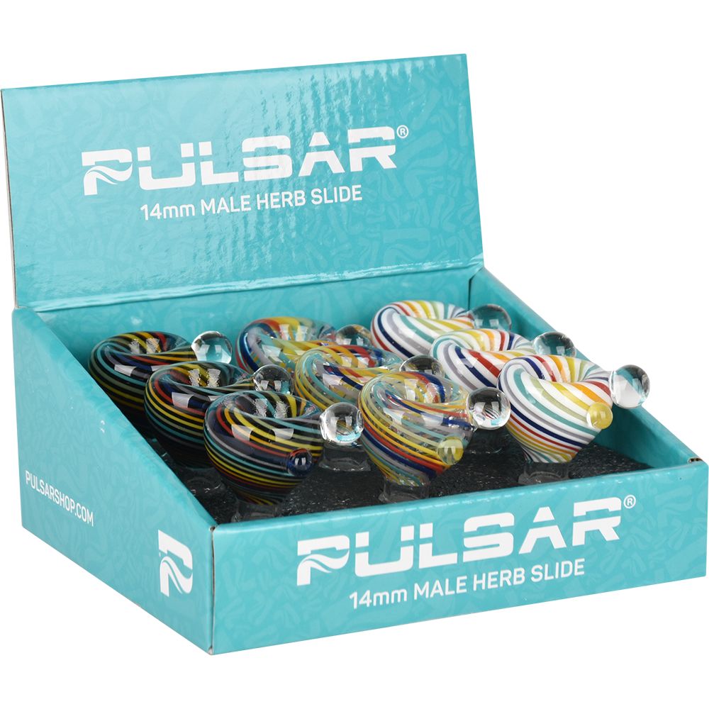 Pulsar Rainbow Candy Swirl No-Roll Herb Slide - 14mm M / 9ct - Headshop.com