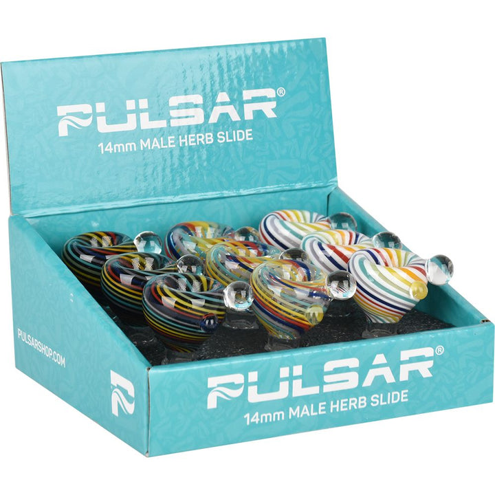 Pulsar Rainbow Candy Swirl No-Roll Herb Slide - 14mm M / 9ct - Headshop.com