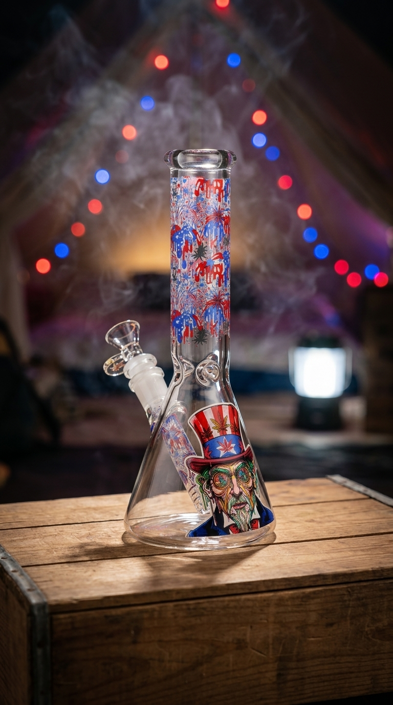 Pulsar Melting Uncle Sam Beaker Glass Water Pipe - 9.75" / 14mm F