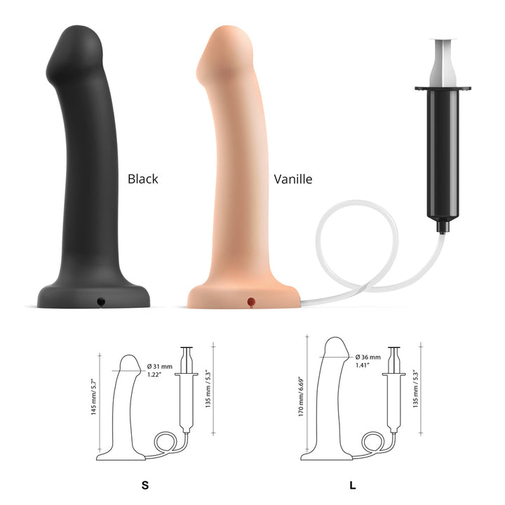 Strap-On-Me Squirting Cum Semi-Realistic Silicone Dildo Black S (fluid not included) - Headshop.com