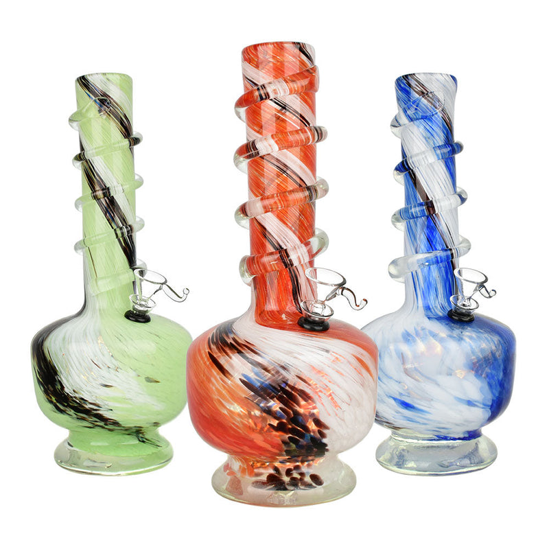 Ethereal Swirl Soft Glass Water Pipe - 12" / Colors Vary - Headshop.com