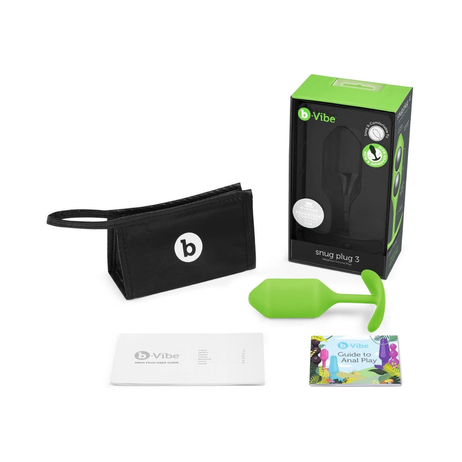 b-Vibe Snug Plug 3 Weighted Silicone Anal Plug Lime - Headshop.com