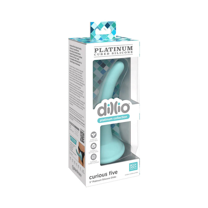Dillio Platinum Collection Curious Five 5 in. Silicone Dildo Teal - Headshop.com