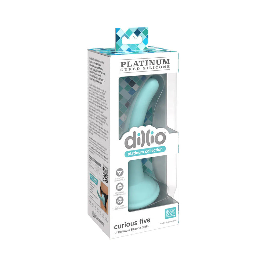 Dillio Platinum Collection Curious Five 5 in. Silicone Dildo Teal - Headshop.com
