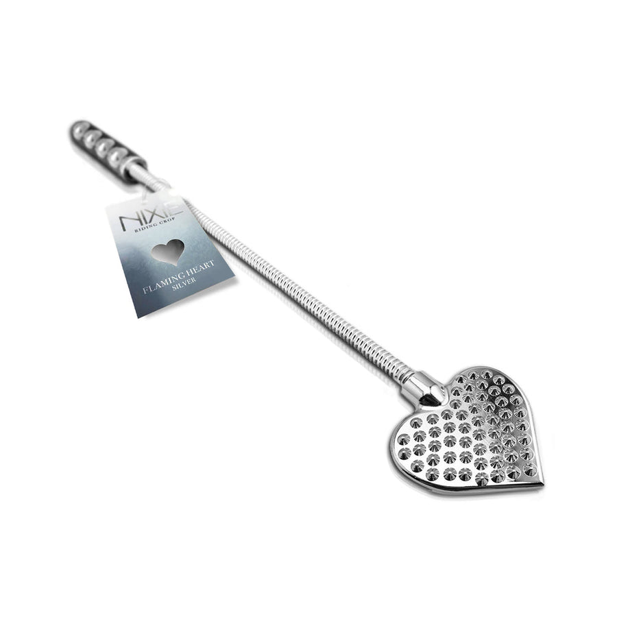 Nixie Metal Riding Crop Flaming Heart - Headshop.com