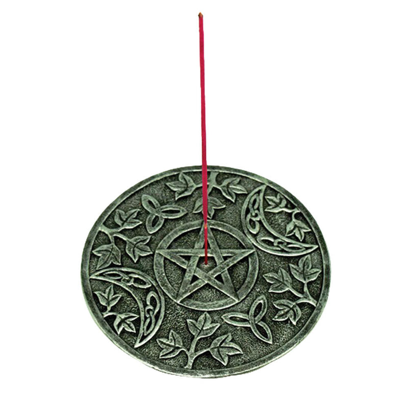 Pentagram Round Stick Incense Burner - 4.75" - Headshop.com