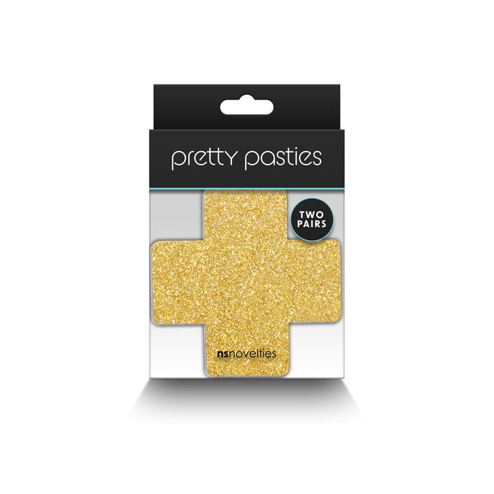 Pretty Pasties Glitter Cross Black/Gold 2 Pair - Headshop.com