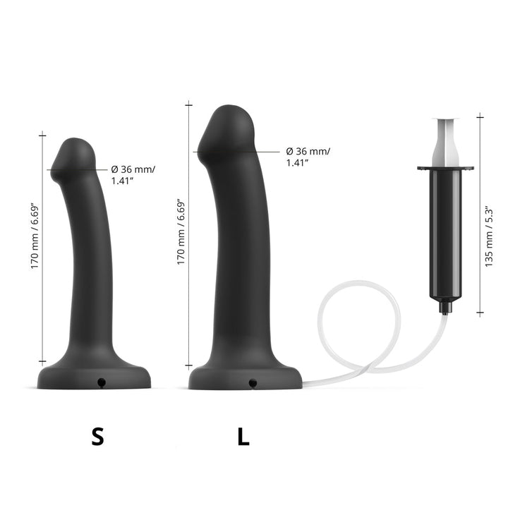 Strap-On-Me Squirting Cum Semi-Realistic Silicone Dildo Black S (fluid not included) - Headshop.com