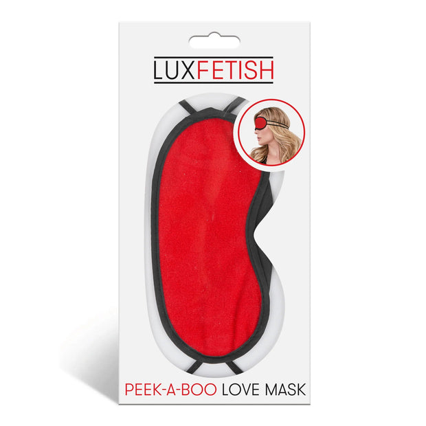 Lux Fetish Peek-A-Boo Love Mask Blindfold Red - Headshop.com