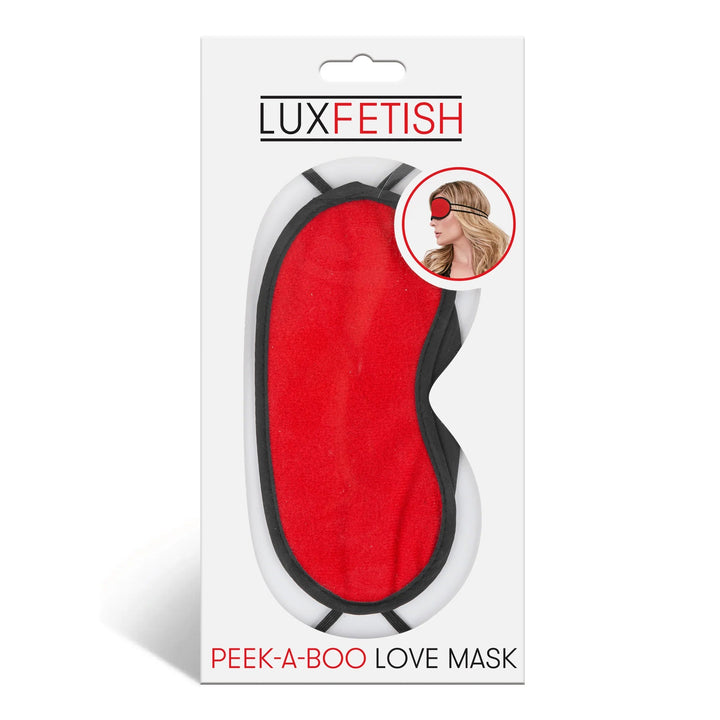 Lux Fetish Peek-A-Boo Love Mask Blindfold Red - Headshop.com