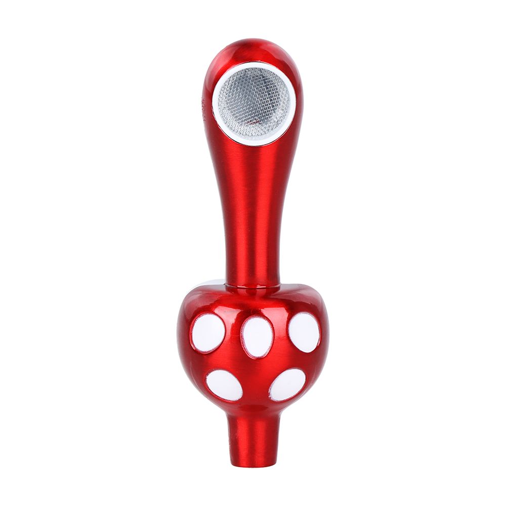 12CT DISPLAY - Spotted Mushroom Metal Hand Pipe  - 3.75"