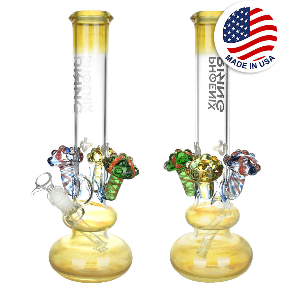 Phoenix Rising Silver Fumed Shroom Water Pipe - 15"/14mm F - Headshop.com