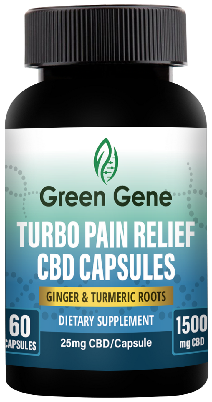 Turbo Pain Relief CBD Capsules W/ Ginger & Turmeric Roots (750MG-1500MG) - Headshop.com