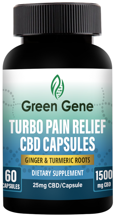 Turbo Pain Relief CBD Capsules W/ Ginger & Turmeric Roots (750MG-1500MG) - Headshop.com