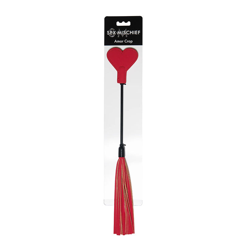 Sportsheets Sex & Mischief Amor Crop Heart-Shaped Dual-Ended Flogger Red - Headshop.com