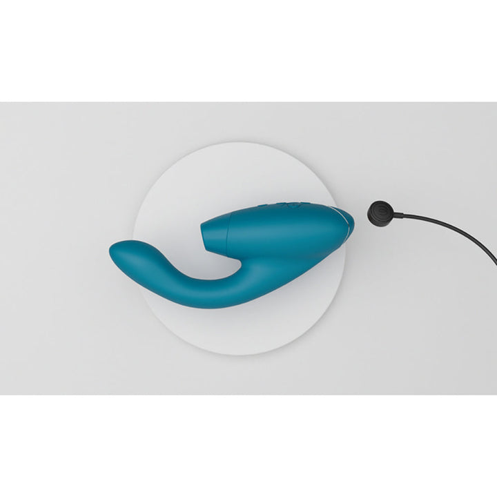 Womanizer Duo 2 Rechargeable Dual Stimulation Pleasure Air and G-Spot Vibrator Petrol - Headshop.com