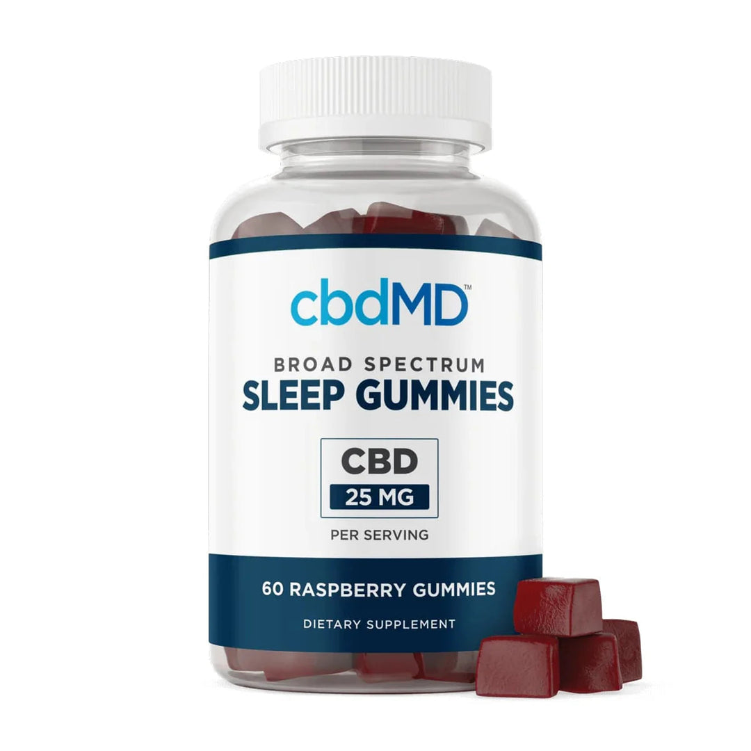 cbdMD Broad Spectrum CBD PM Sleep Gummies Raspberry - 750MG, 60ct - Headshop.com