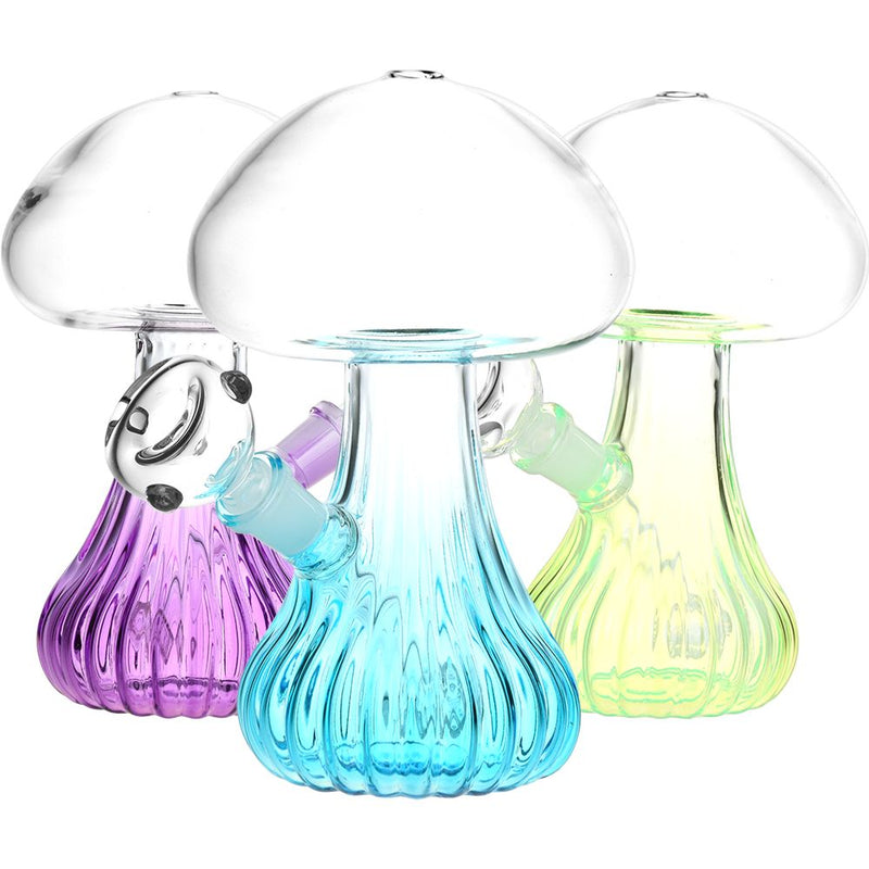 Pluming Mushroom Glass Water Pipe - 7" / 14mm F / Colors Vary - Headshop.com