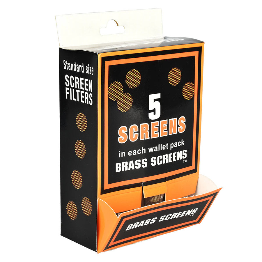 100PC DISPLAY - Gold/Brass Pipe Screen Filters - 5ct / 3/4" - Headshop.com