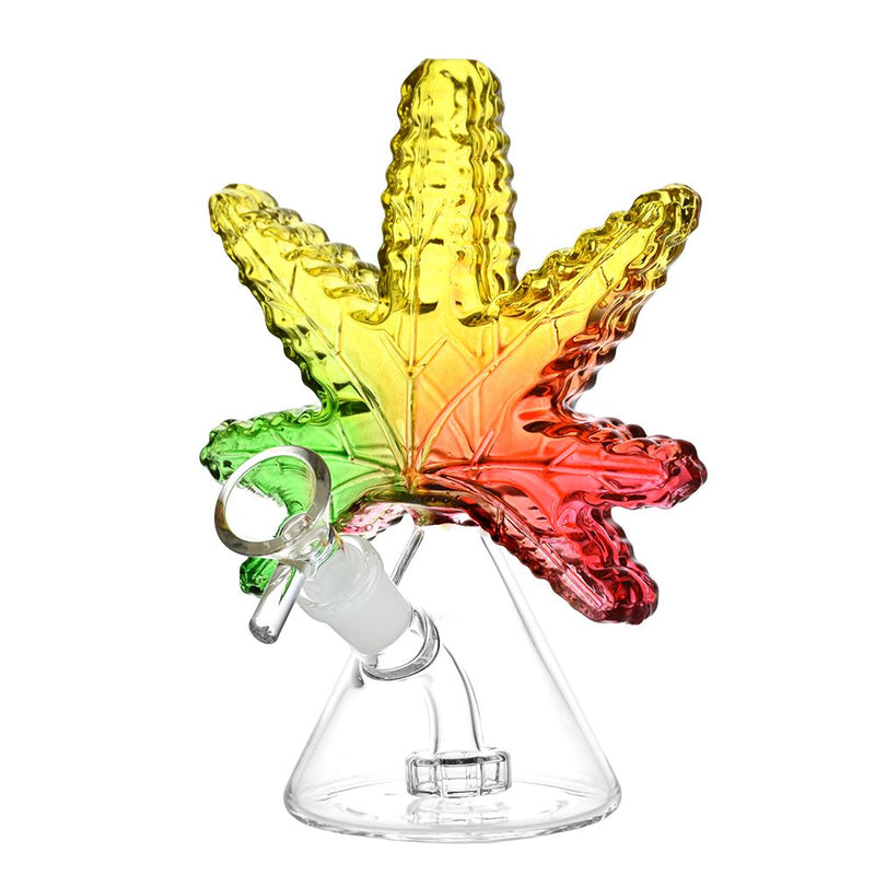 420 Leaf Glass Water Pipe - 6.5" / 14mm F / Colors Vary - Headshop.com