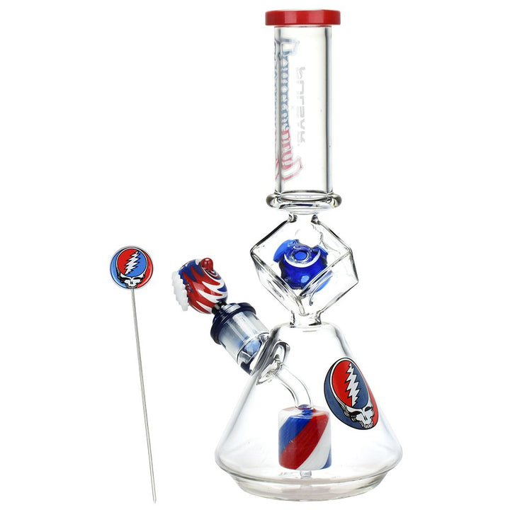Grateful Dead x Pulsar Inception Cube Beaker Glass Water Pipe - 12.75" / 14mm F - Headshop.com