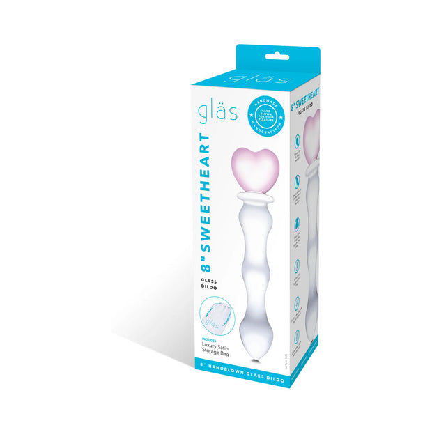 Glas 8 in. Sweetheart Glass Dildo with Pink Heart-Shaped Handle - Headshop.com