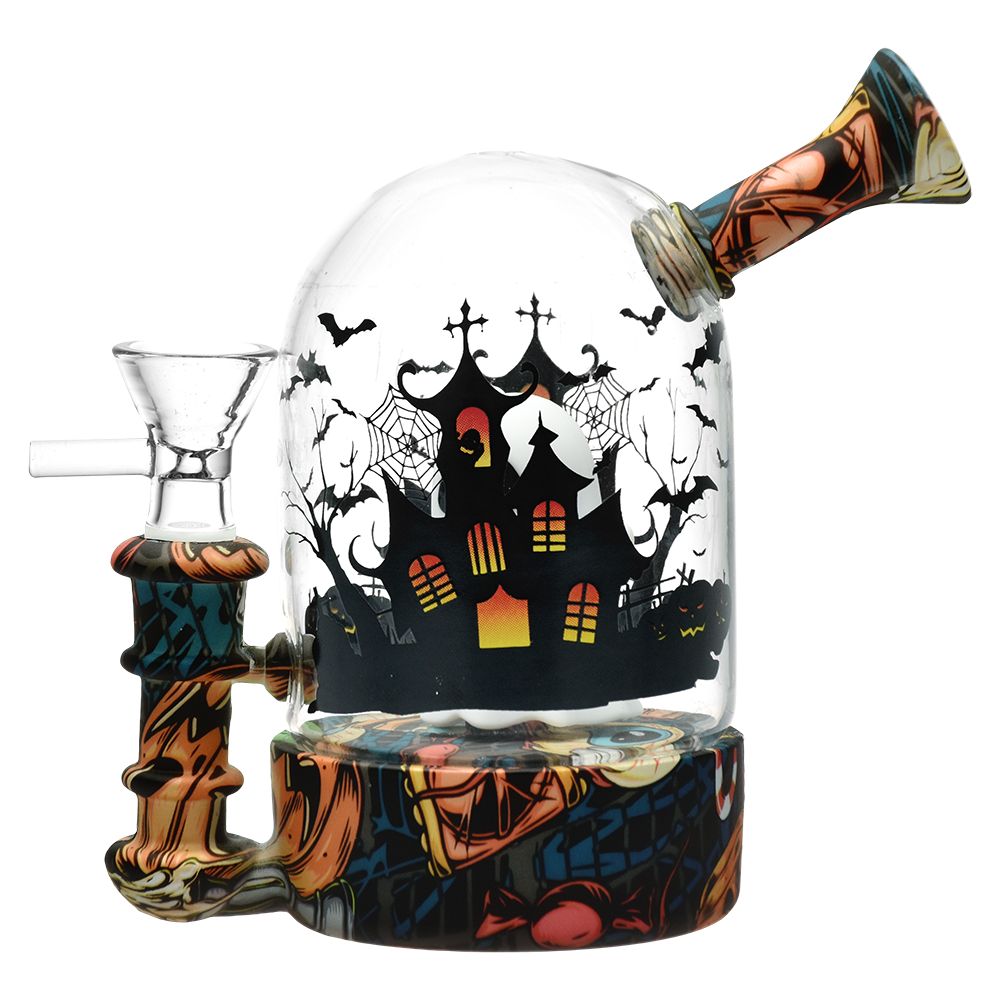 Haunted House Bell Jar Silicone & Glass Bong - 4.5" / 14mm F - Headshop.com