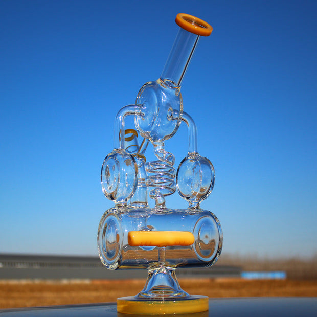 12.5" Recycler Style Inline Perc Water Pipe w/ Spring Body - Headshop.com