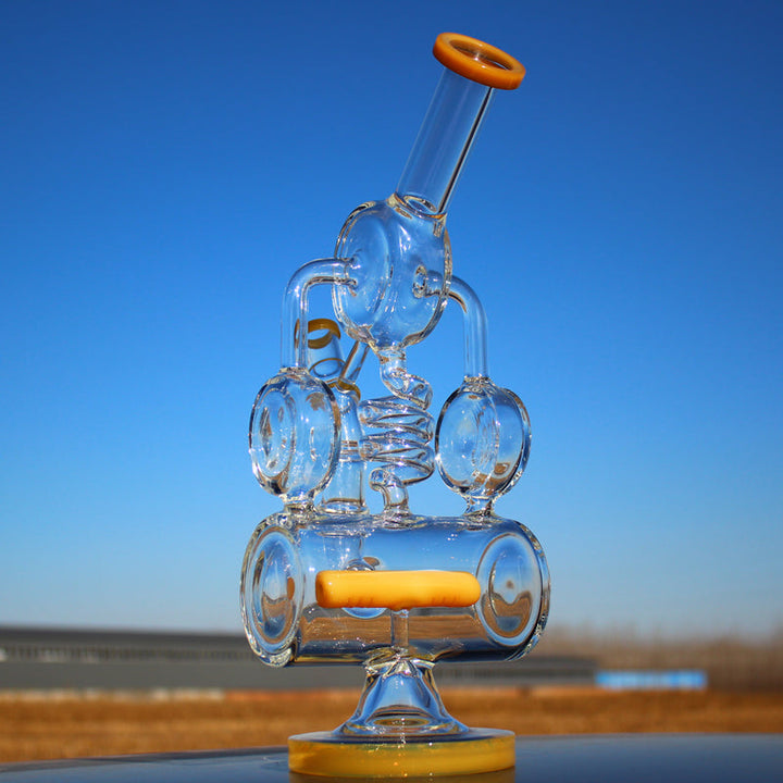 12.5" Recycler Style Inline Perc Water Pipe w/ Spring Body - Headshop.com
