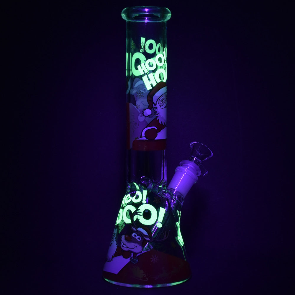 Santa Claus Themed Glass Water Pipe - 10" / 14mm F / Designs Vary - Headshop.com