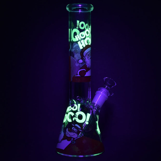 Santa Claus Themed Glass Water Pipe - 10" / 14mm F / Designs Vary - Headshop.com