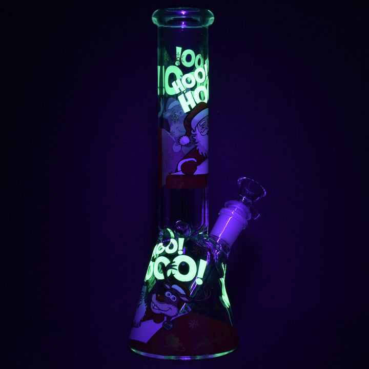Santa Claus Themed Glass Water Pipe - 10" / 14mm F / Designs Vary - Headshop.com