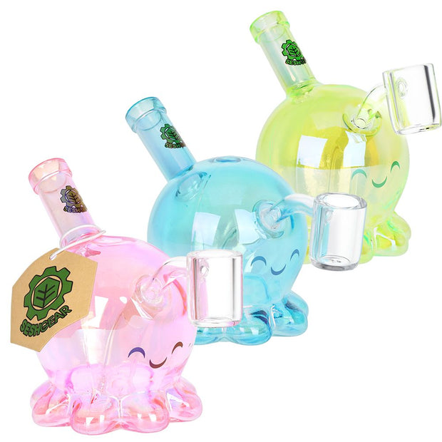 SeshGear Sweet Octopus Neon Glass Dab Rig - 3.75" / 10mm F / Colors Vary - Headshop.com