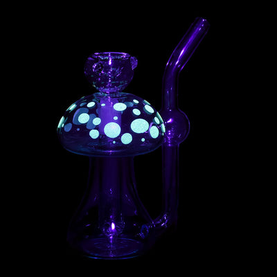 Phosphorescent Fungi Glow in the Dark Glass Bubbler - 4.75" / 14mm F / Colors Vary - Headshop.com